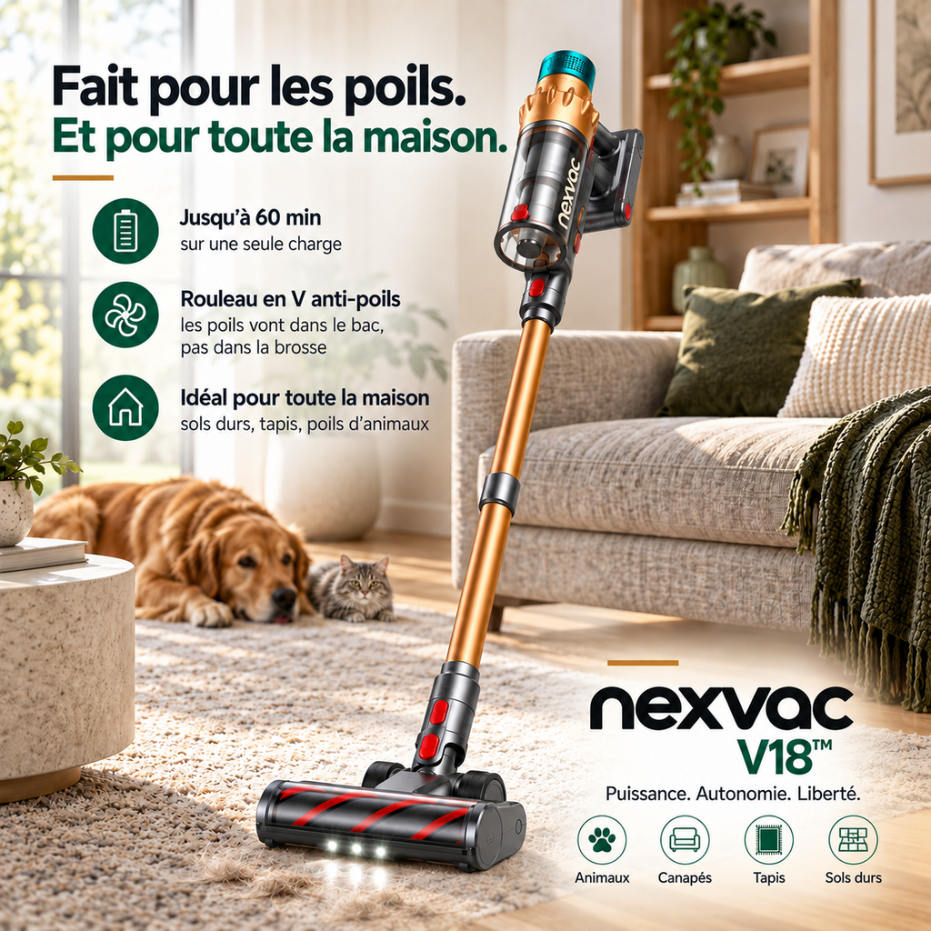 Aspirateur balai sans fil Nexvac V18