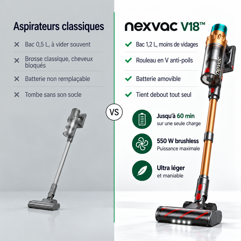 Aspirateur balai sans fil Nexvac V18