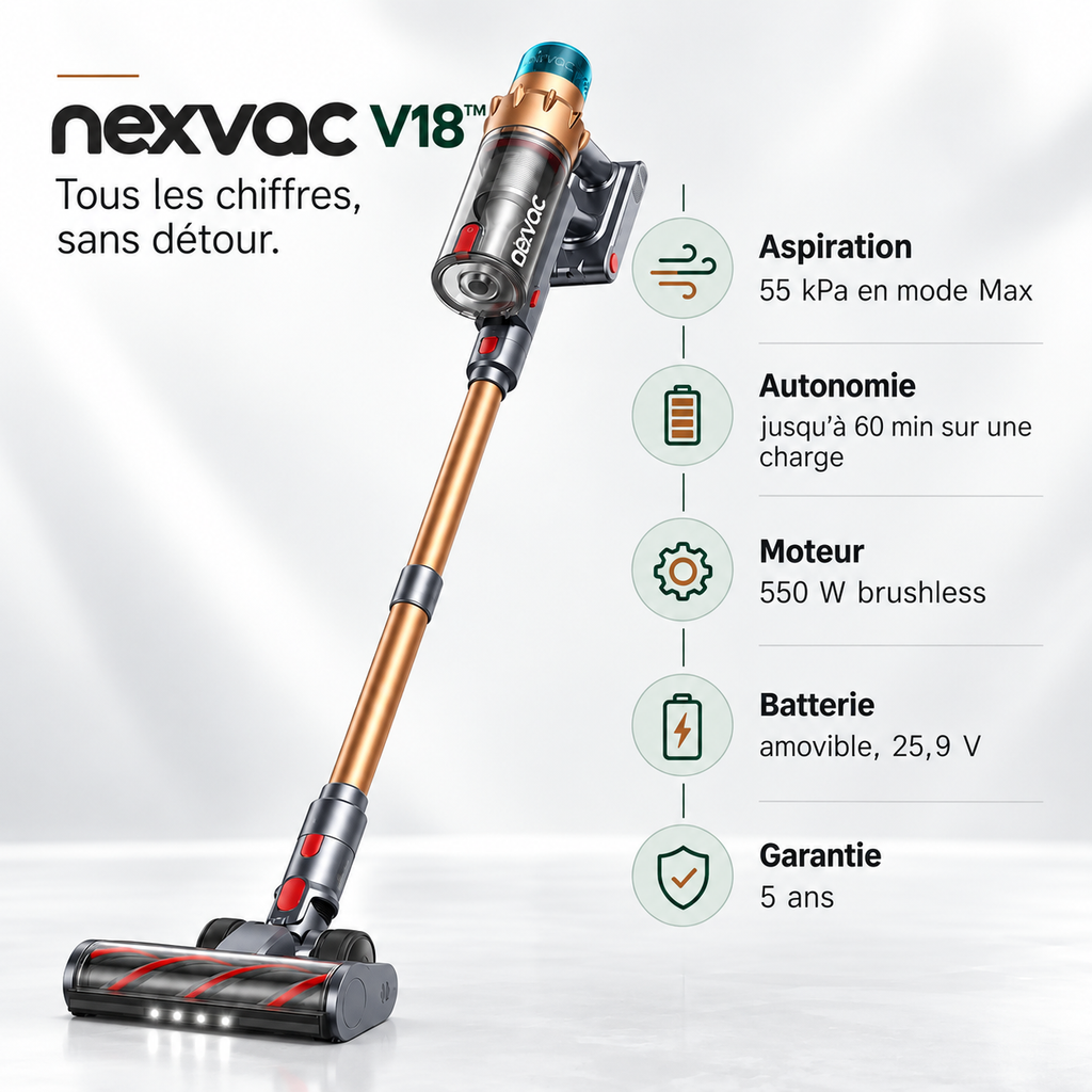Aspirateur balai sans fil Nexvac V18
