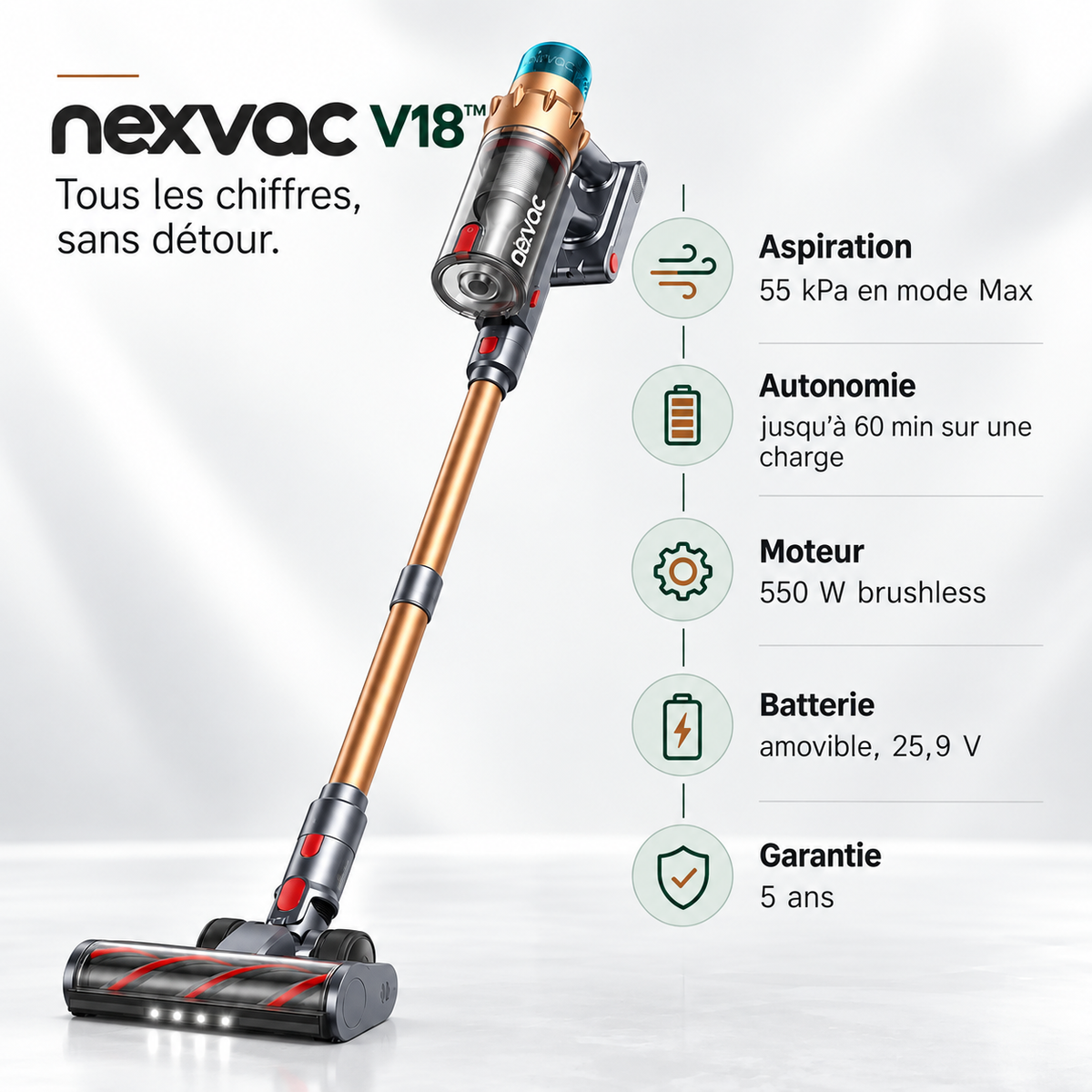 Aspirateur balai sans fil Nexvac V18